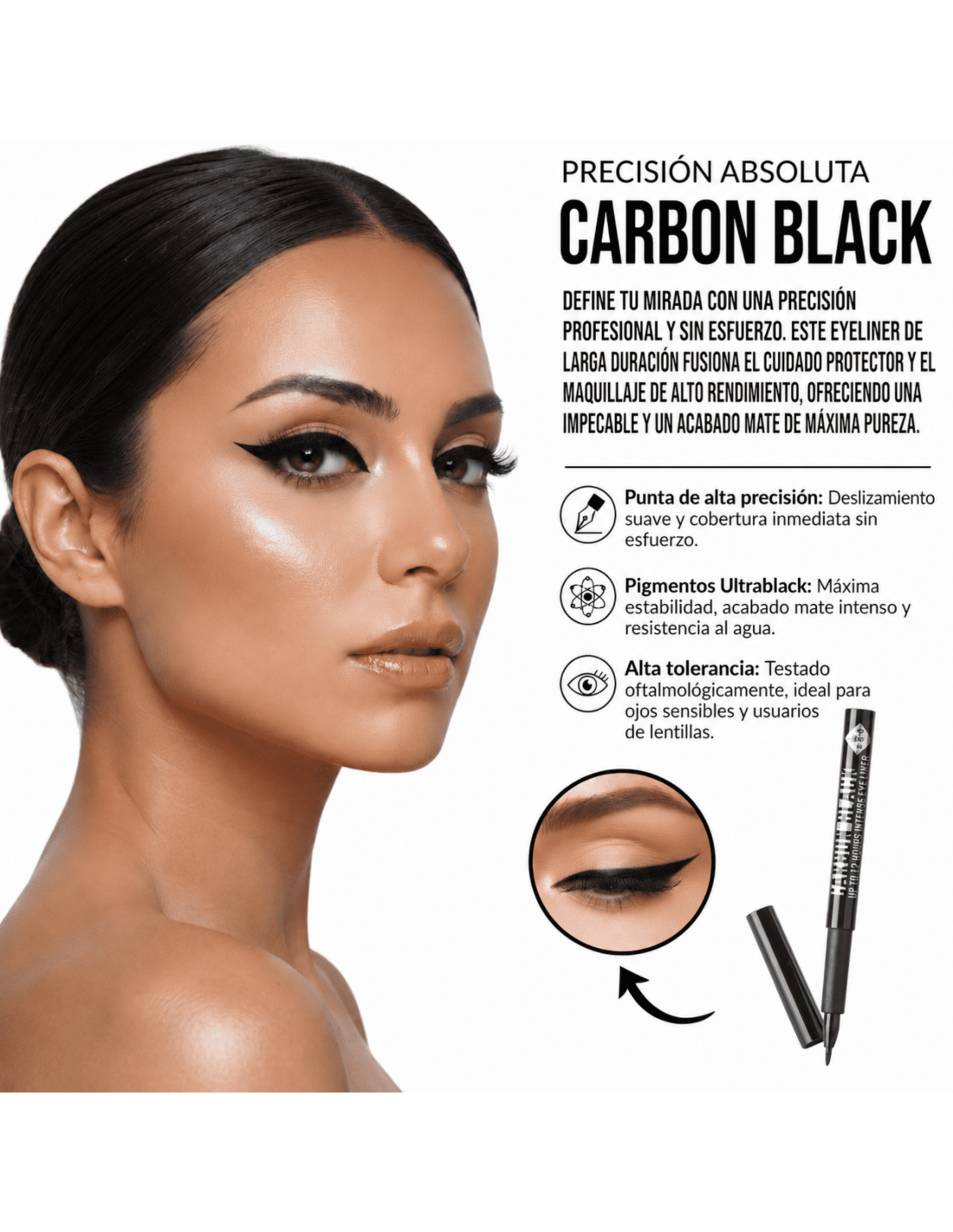 Carbon Black Eyeliner - Delineador Líquido Mate de Alta Precisión