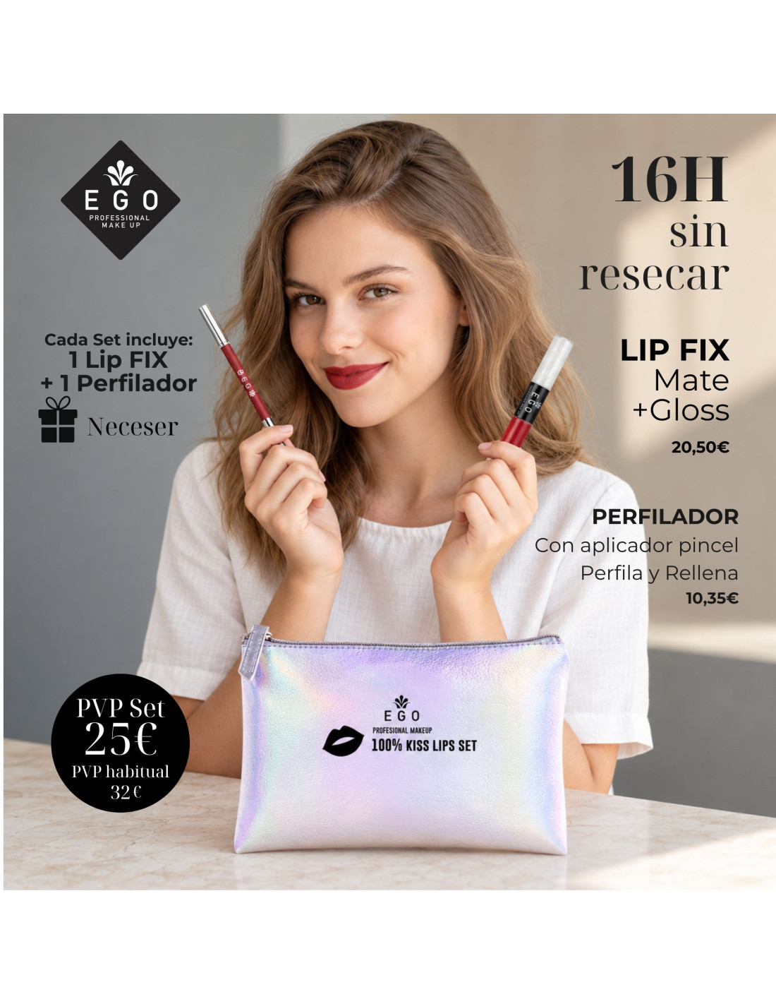 100 % kiss set labios larga duracion