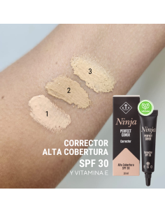 Corrector Alta Cobertura Vegano - Hialuronato, Vitamina E y SPF30 2